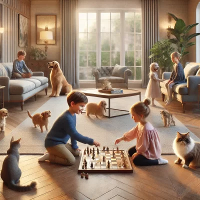 Evet, çocuklarım ve başka evcil hayvanlarım var.